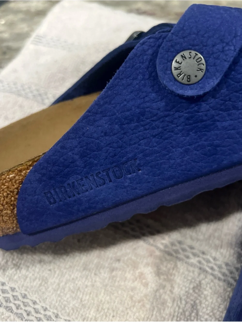 Birkenstock Blue Suede Clog Sandals Buckle Slip-On Solid Casual US 10